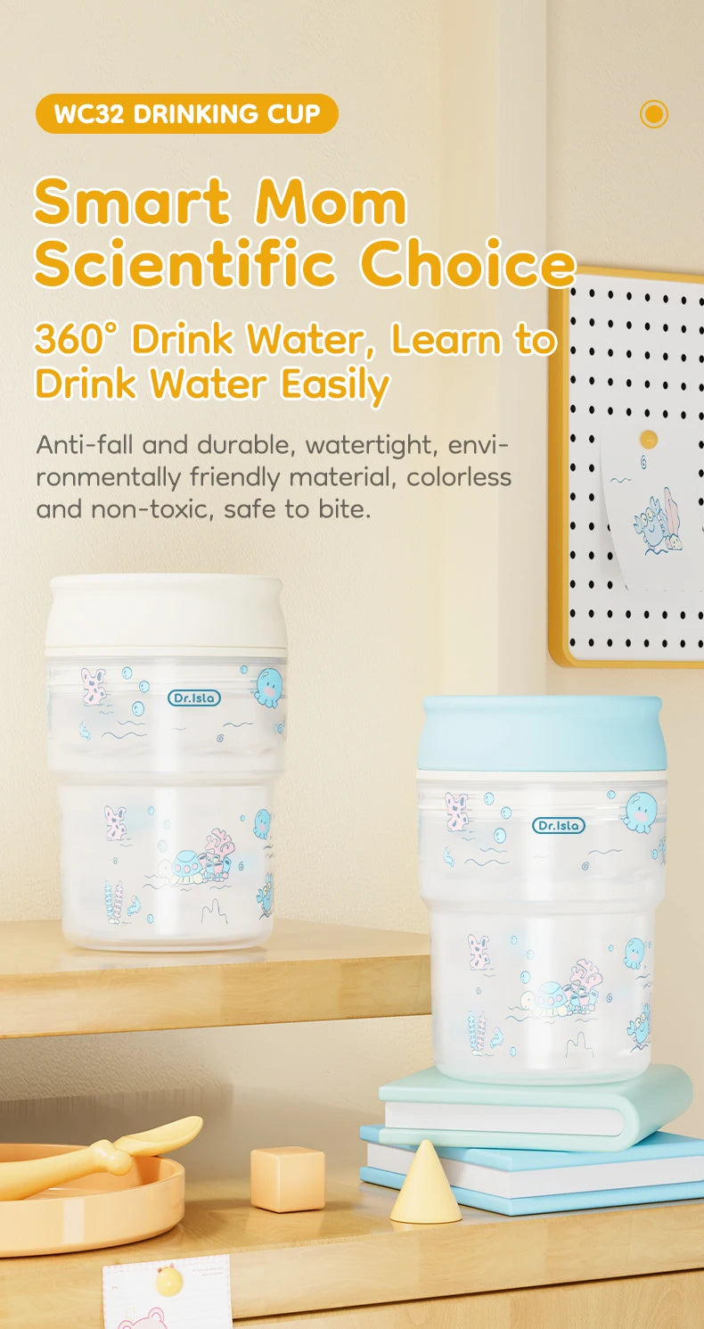 Vaso de Aprendizaje 360° 280ml para Bebé | Tapa Flip | Antiderrame | Sin BPA 🍼