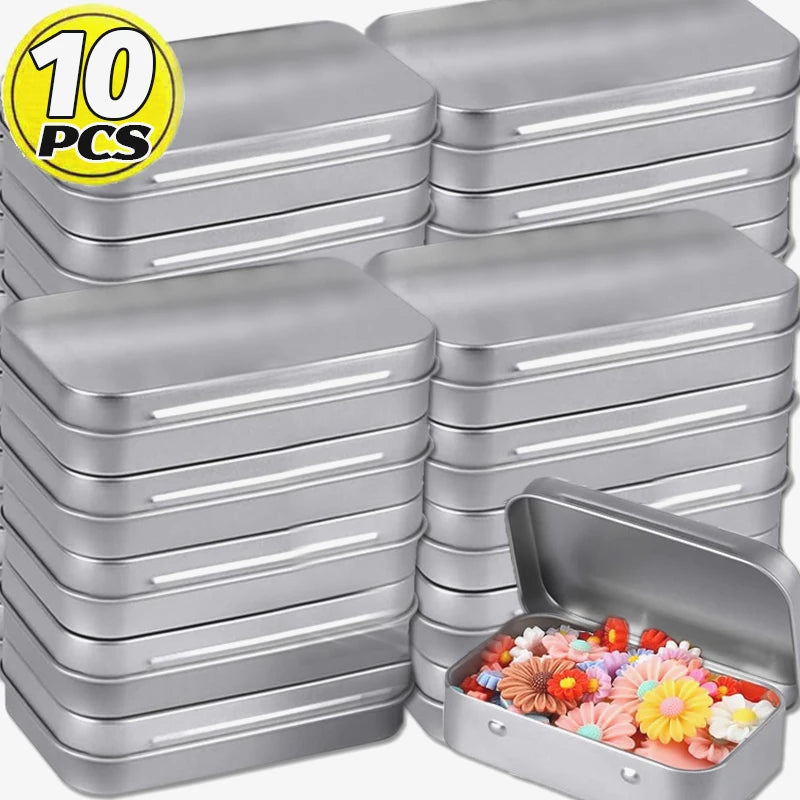 Mini Metal Box Tin-Plated Slide Cover Storage Box Portable Jewelry Pill Cosmetic Cases Home Rectangular Empty Storage Container