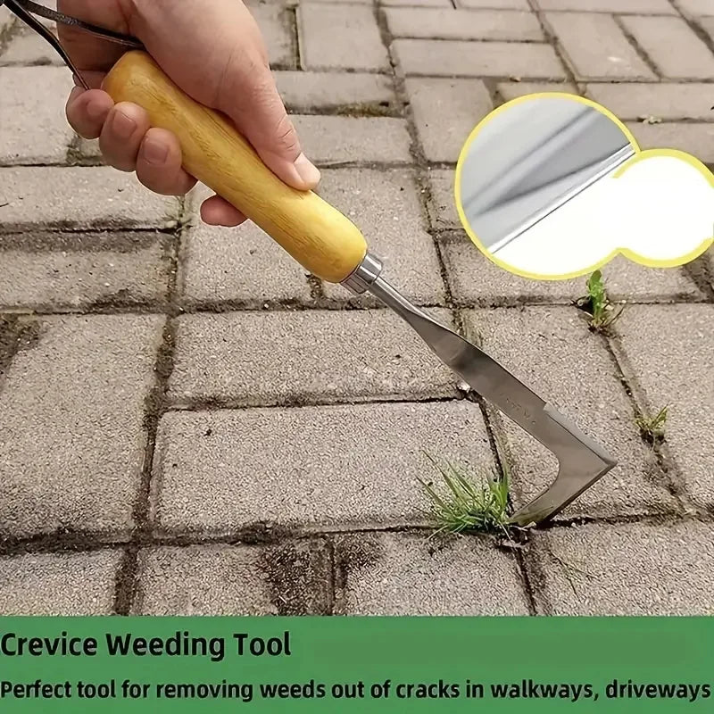 1pc 13.5inch L-shaped Stainless Steel Gap Weeding Tool Garden Hand Tool, For Clearing Weeds On Yard, Patio, Driveway