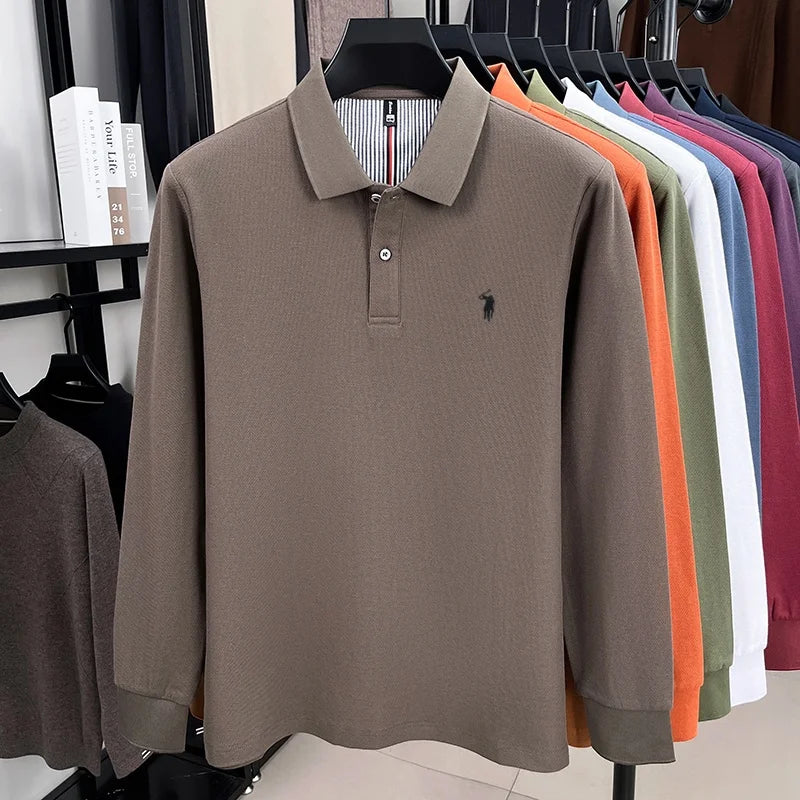 Polo Manga Larga 100% Algodón con Bordado de Pony | Casual Business Hombre 👔