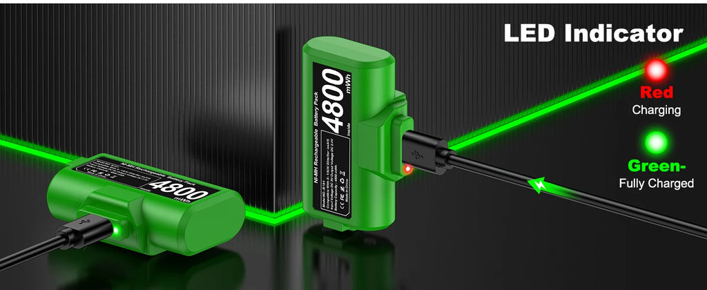 BEBONCOOL Batería Recargable NI-MH + Cable USB-C | Control Xbox One X/S/Elite | Juega y Carga