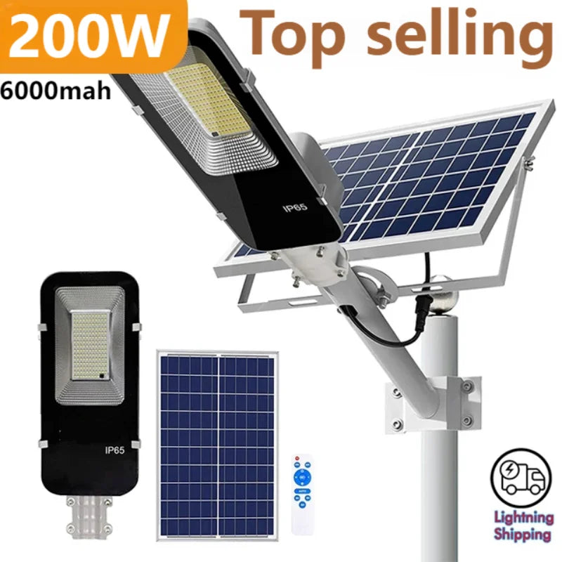 Luz Solar Exterior 200W YQCHEZI | 6000mAh | Automática Crepuscular | IP65 Garaje y Jardín - Firu Total Sales