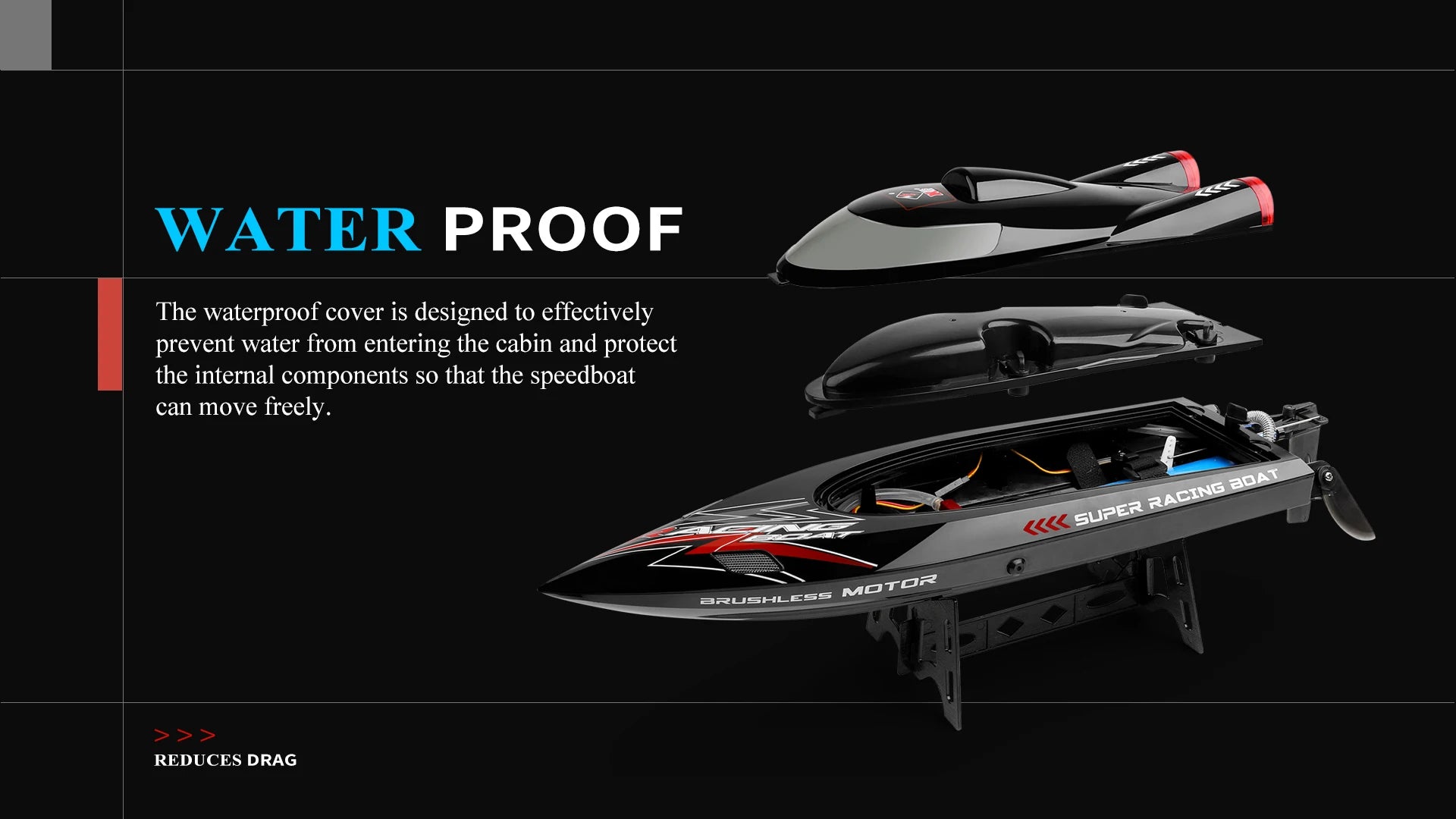 WLtoys WL916 RC Boat 2.4Ghz 55KM/H Brushless High Speed Racing Ship Remote Control Speedboat Toys For Adults with 2 Batteries - Firu Total Sales