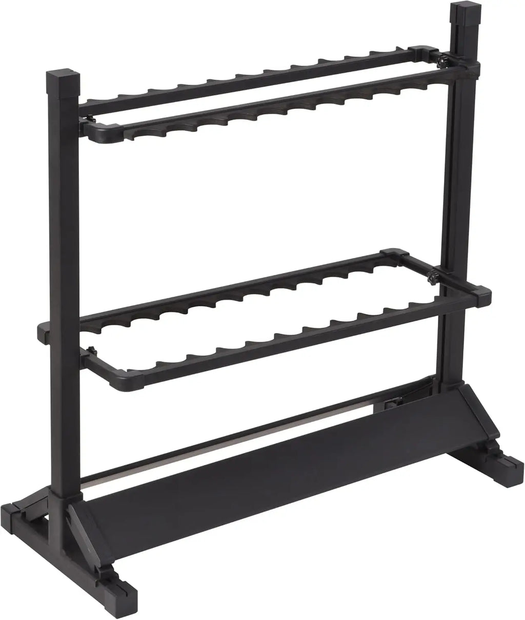 Portable Aluminum Fishing Rod Holder Rack, Holds Up to 24 Rods, Modern Matte Black Design