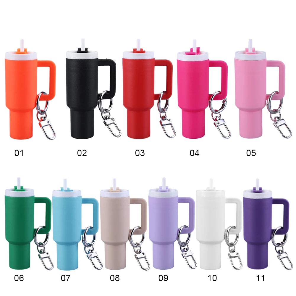 Mini Cup Keychain Lip Balm Keychain Cute Tumbler Key Ring Chapstick Holder Keychain Handbag Charms Key Ring for School Bag