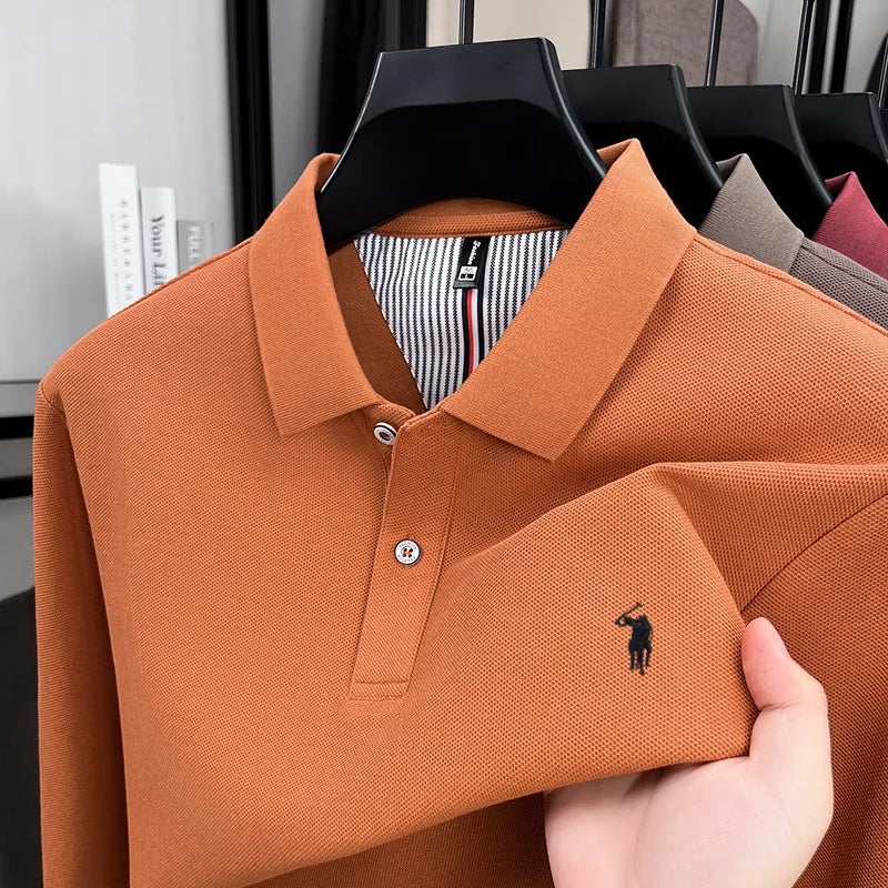 Polo Manga Larga 100% Algodón con Bordado de Pony | Casual Business Hombre 👔
