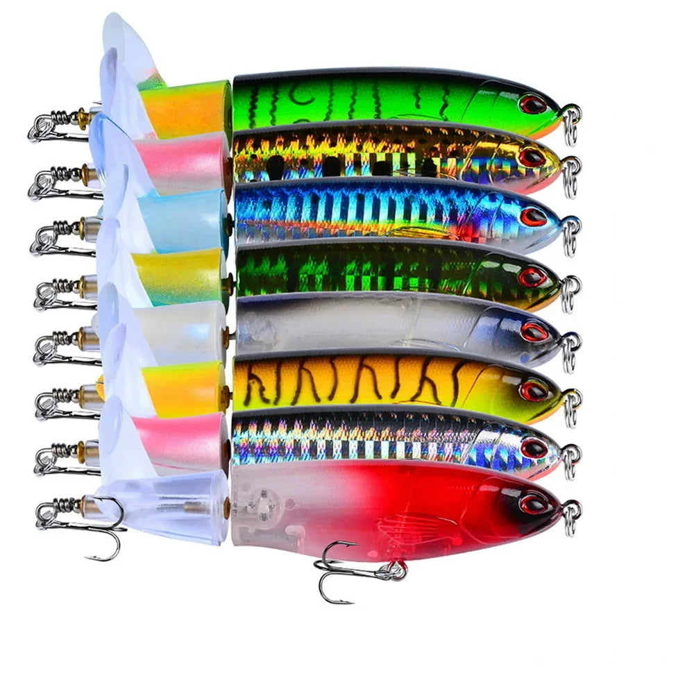 Señuelo Topwater SANMO | 10/14cm | Spinner Popper Lápiz | Hélice Cola Giratoria | 10 Colores | Mar y Lago - Firu Total Sales