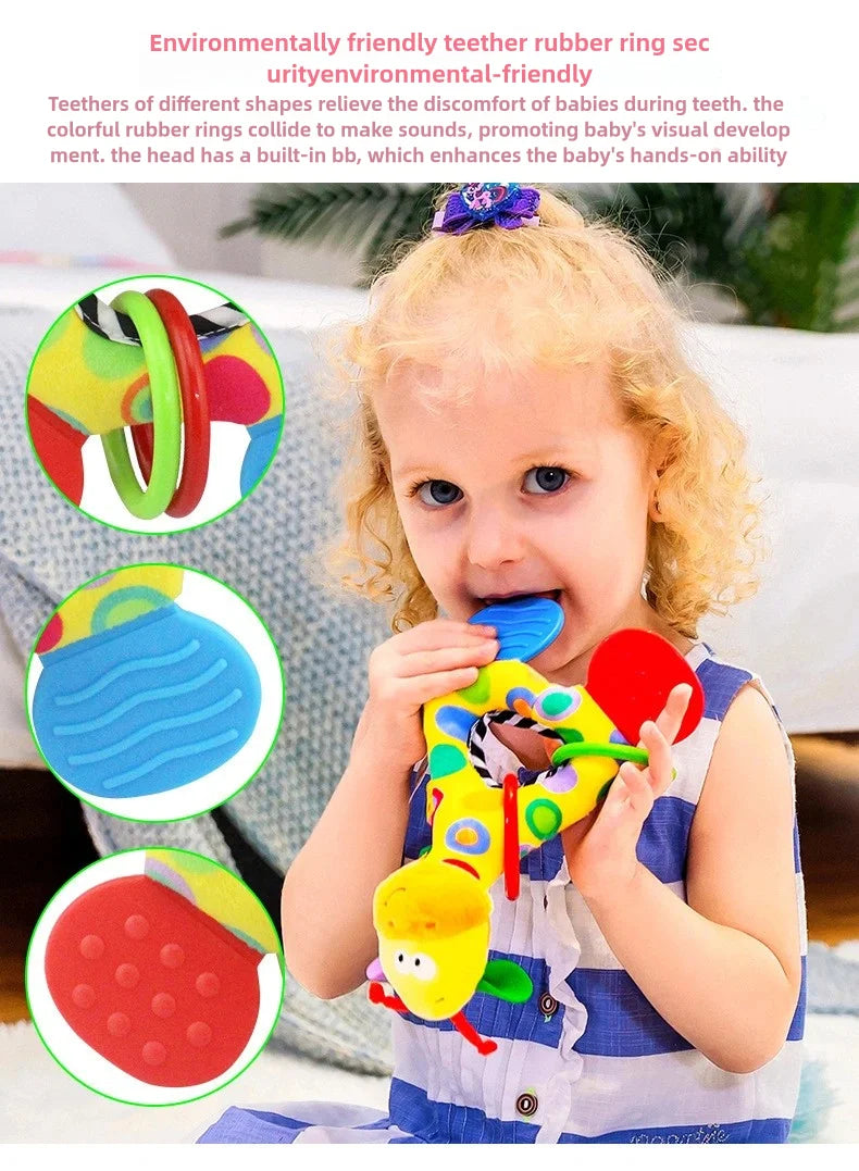 Giraffe Plush Teether Rattle — Soft Stuffed Sensory Toy | Newborn Gift