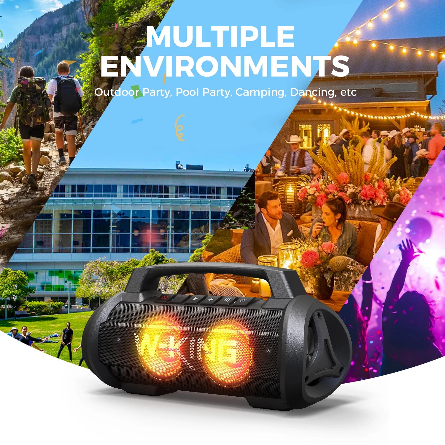 W-KING 70W RMS Bluetooth Portable Speaker,  Speaker Wireless Loud IPX6 Waterproof Bluetooth Speakers with Subwoofer/Bass Boost