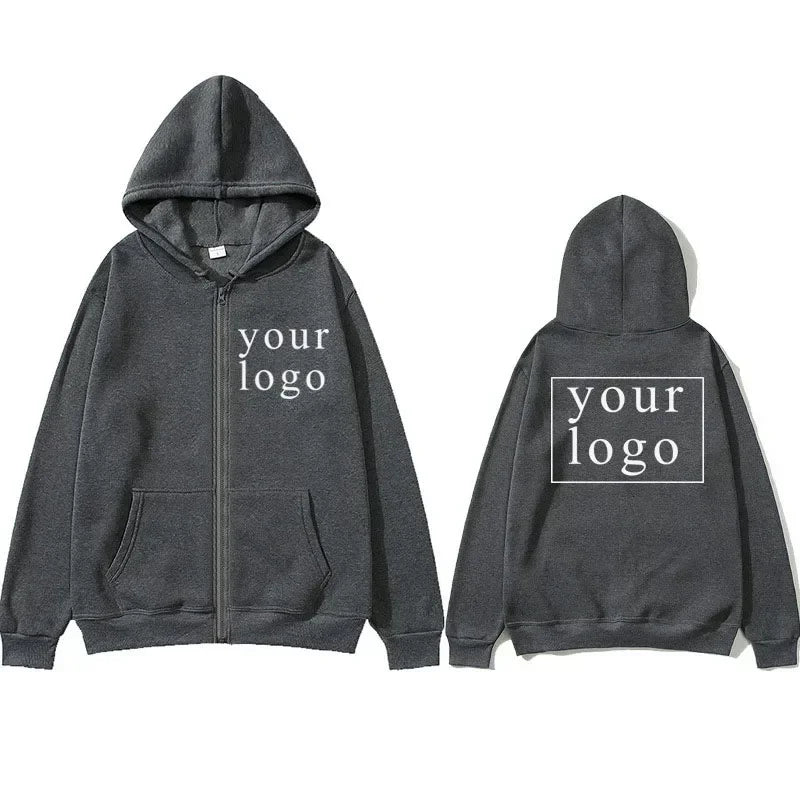 Hoodie Cardigan con Cremallera DIY 2025 | Logo Personalizado | Hombre y Mujer 👕
