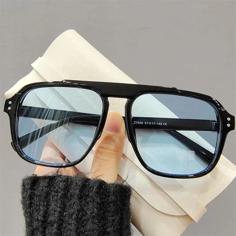 Men Oversized Frame Sunglasses Classic Big Frame Sport Eyeglasses 2024 Vintage Brand Design Shades UV400 Eyewear Trendy Glasses