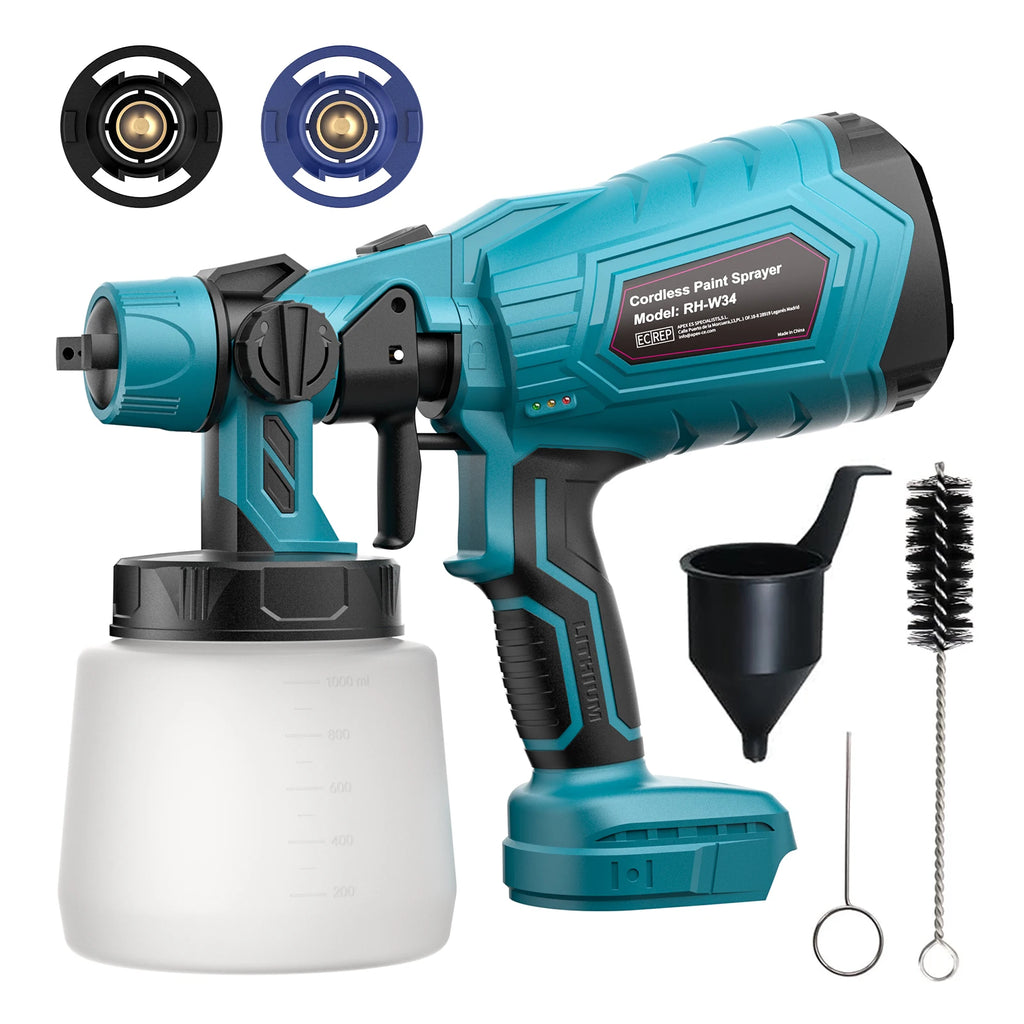 1000ML Cordless Paint Sprayer For Car Home Windows Tool Rechargeable Spray Gun Auto Furniture Steel For Makita 18V Battery