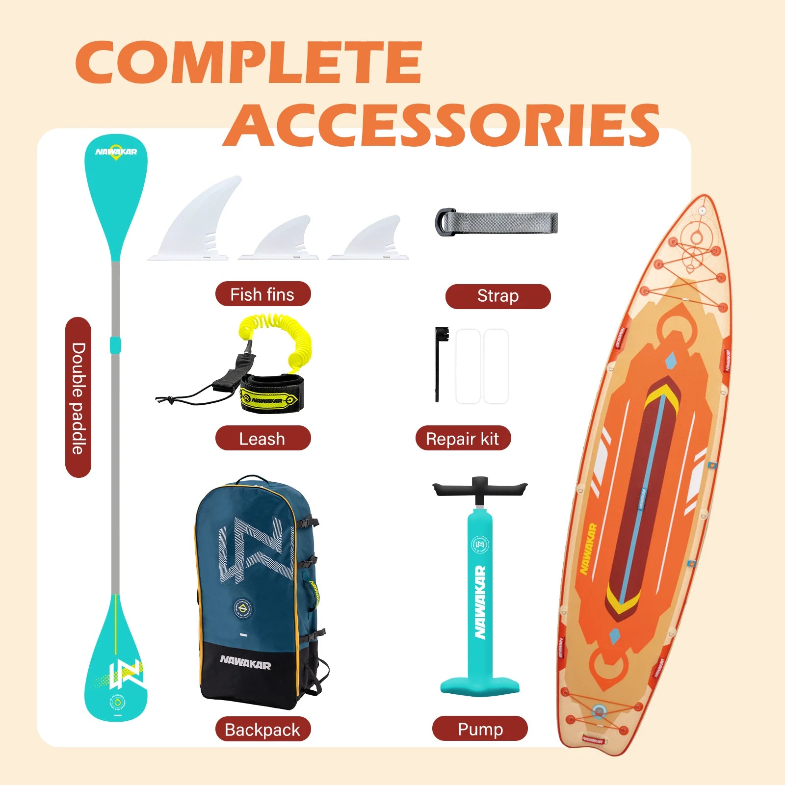 Nawakar Inflatable Paddle Board 400x100x15cm Big Size Stand Up Paddling Board SUP Waterproof Surf Sup Board with SUP Accessories