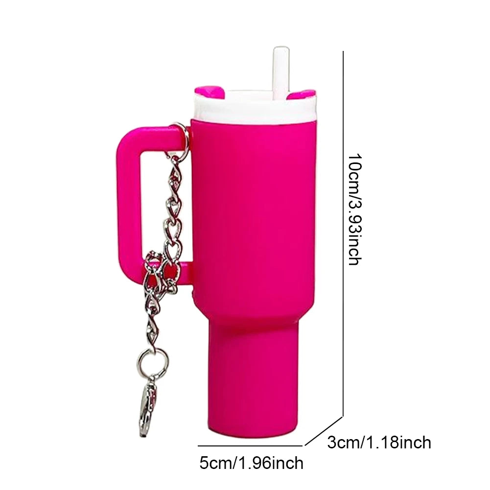 Mini Cup Keychain Lip Balm Keychain Cute Tumbler Key Ring Chapstick Holder Keychain Handbag Charms Key Ring for School Bag