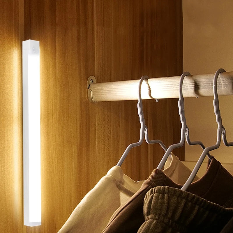 USB Rechargeable Motion Sensor LED Bar Light Induction Night Light Wireless Cordless Magnetic Cabinet Lamp for Bedroom Kitchen