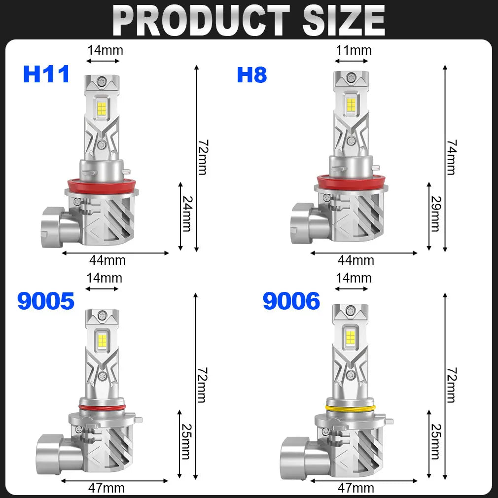 S&D Bombillas LED H8/H11/9005 HB3/9006 HB4 | 25000LM | 120W | CSP Canbus | 6000K | Turbo | Auto 12V