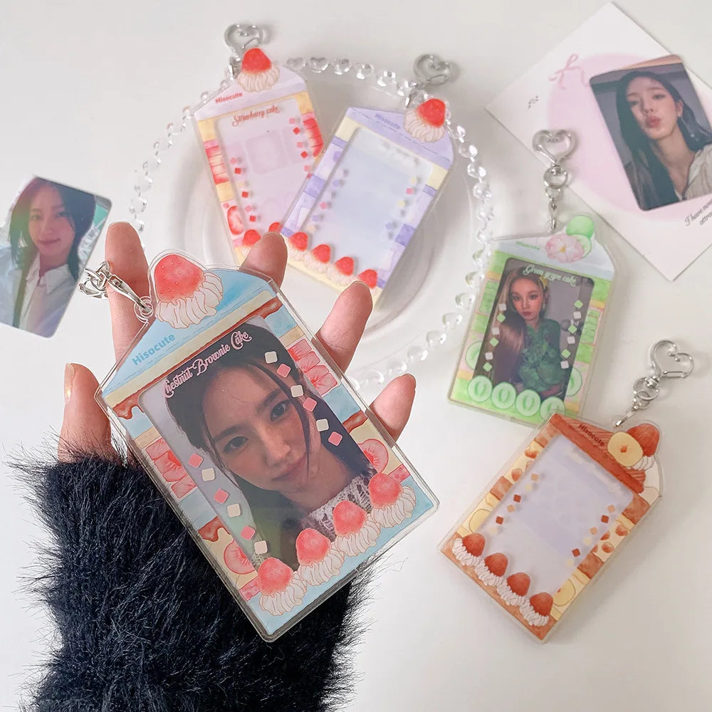 MINKYS Summer Fruit Acrylic 3 inch Kpop Photocard Holder Photo Card Holder Bag Pendant School Stationery