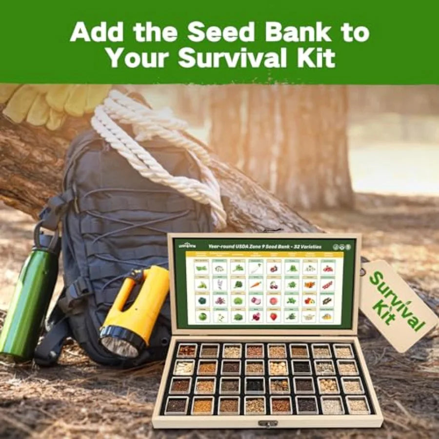 LushandDew Year-Round Seed Bank 2 Varieties Non-GMO Heirloom Seeds of Vegetables Herbs Gardening Gifts for Women Men Emergency