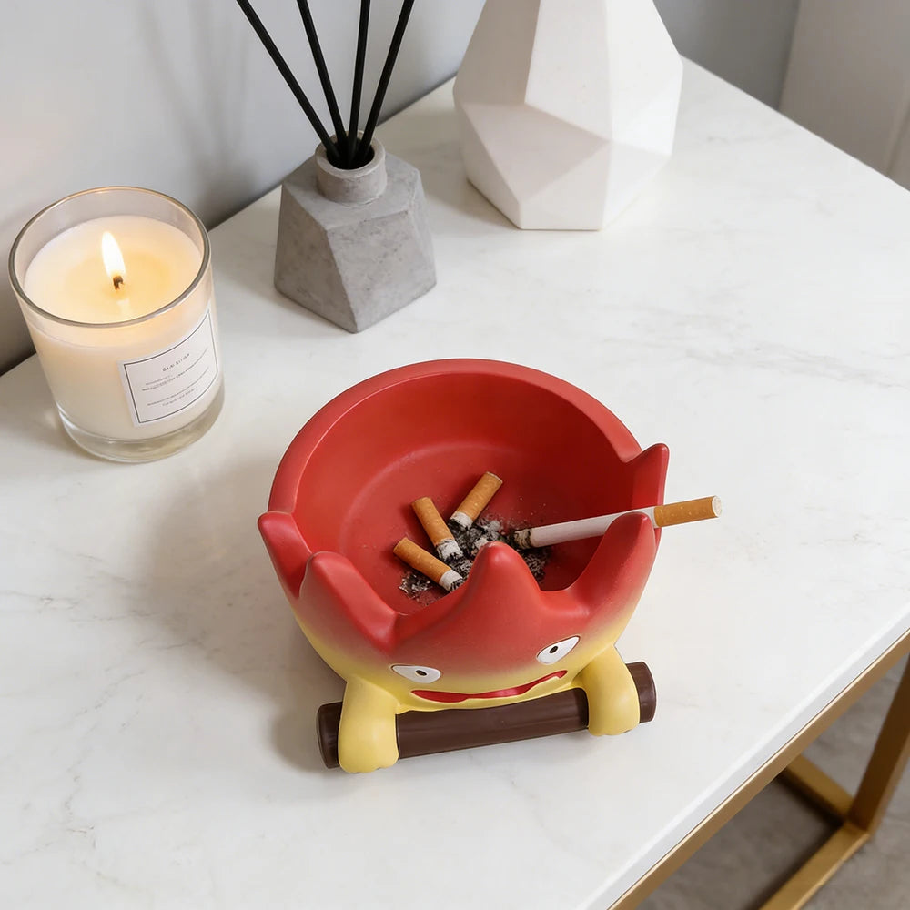 Cartoon Cute Little Flame Ashtray Home Desktop Ornament Creative Fire Shaped Ashtray Anti Fly Ash Ashtray Decoration Gift