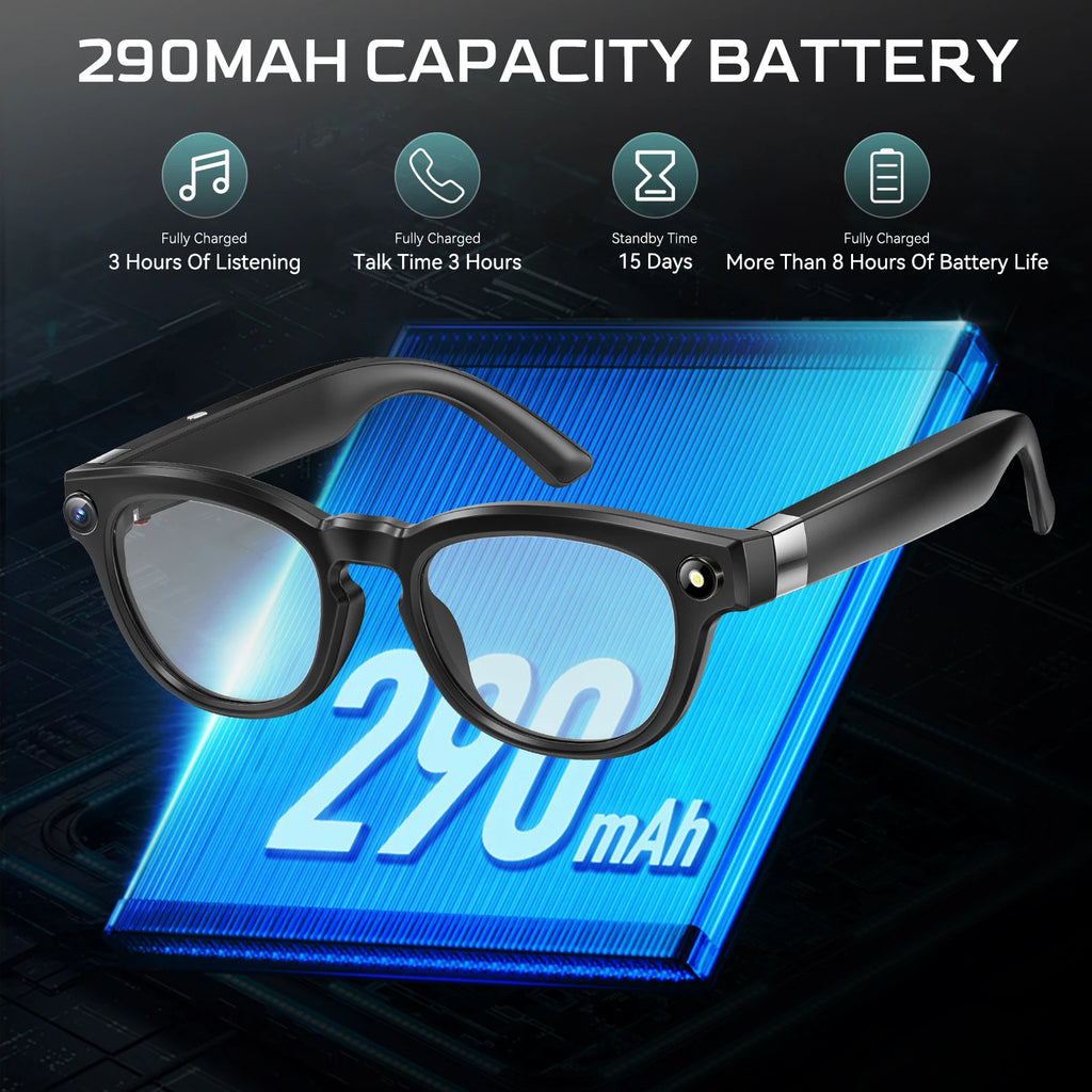 Gafas Inteligentes EIGIIS Q8 IA | Bluetooth | Cámara 4K | Traductor de Voz IA | Reducción Ruido | Impermeables - Firu Total Sales