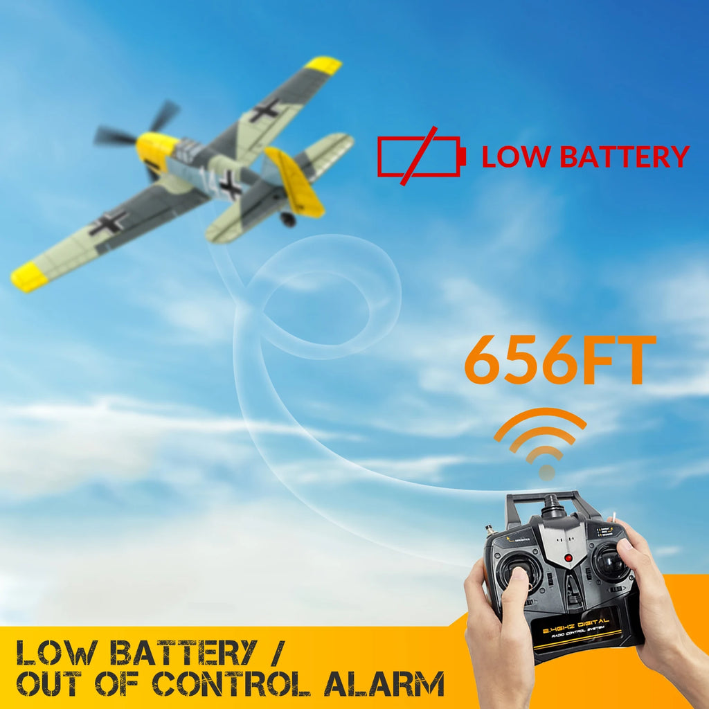 VOLANTEXRC Avión RC BF109 | 4 Canales | RTF | Alerón y Giroscopio | Acrobacias | 3 Modos | Fácil para Principiantes
