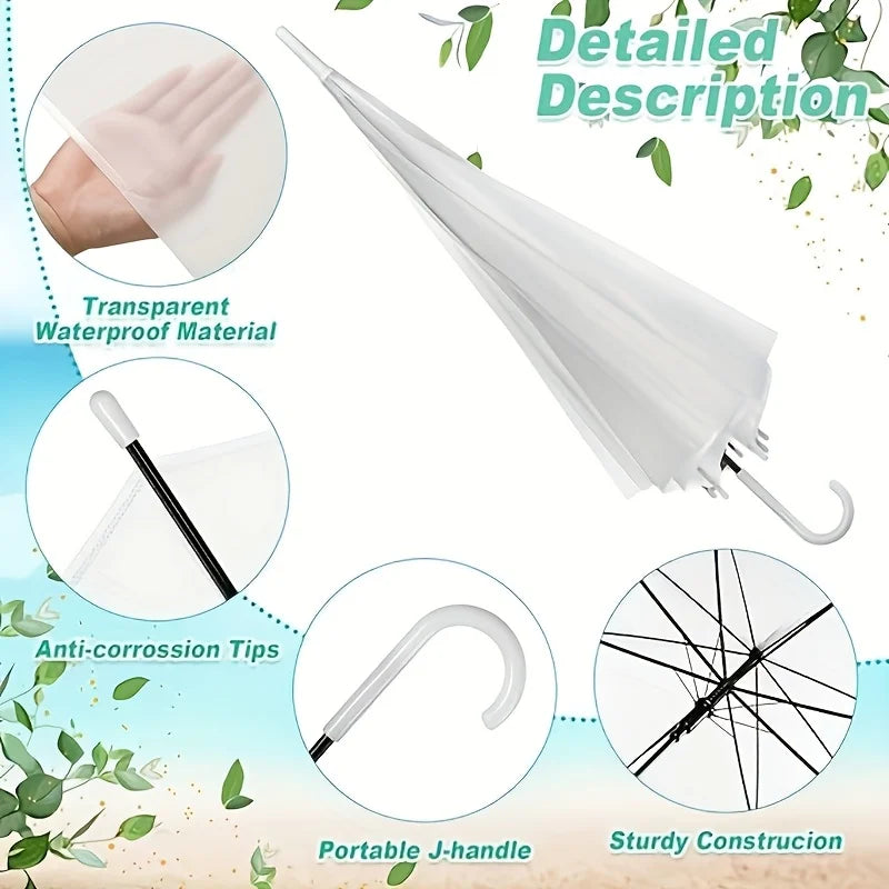 5-12pcs Frosted Transparent 90cm Umbrella Bulk Sets Woman Ultralight Metro Stations Wedding Travel 8 Bones Long Handle Umbrellas