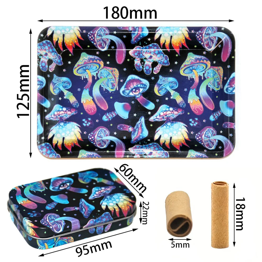 18cmX12.5cm Classic Rolling Tray & Portable Metal Tin Strong and Sturdy Metal and Equipped with cigarette paper filter(100)
