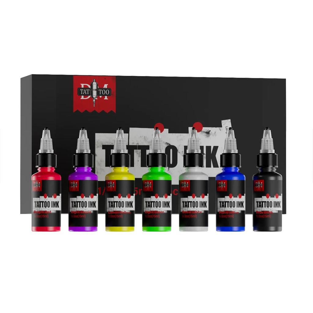 DM 15ml 7Colors Tattoo Ink Body Art Pigment Professional Beauty Paints Makeup Tattoo Supplies Semi-permanent Tattoo Supplies