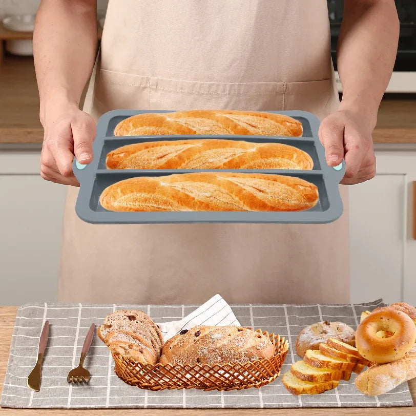 Molde de Silicona Antiadherente para Pan y Salchicha | 3 y 8 Cavidades | Horno 🍞