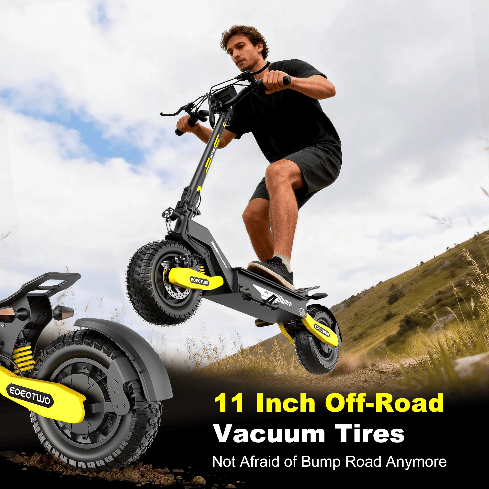 Scooter Eléctrico Off-Road 1200W 48V | 30MPH | Llanta 11" Sin Cámara | Plegable 🛥️