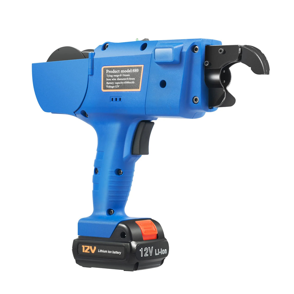 8mm-34mm Automatic Rebar Tier Binding Machine 12V 4500mAh Electric Handheld Rebar Tying Machine Wire Pliers Tool Kit w/Batteries