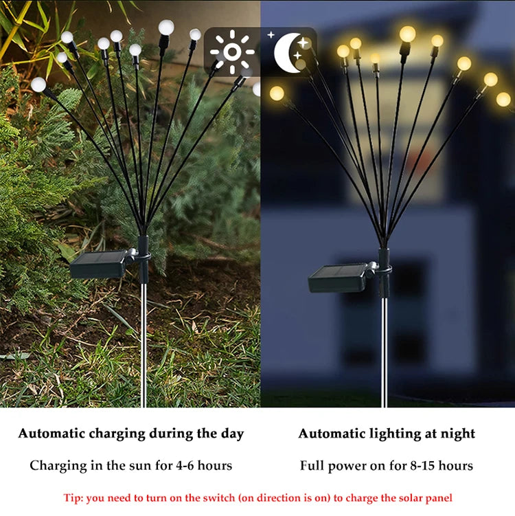 Solar Firefly Garden Light 10 LED | Waterproof Landscape Decoration | Outdoor Gardening