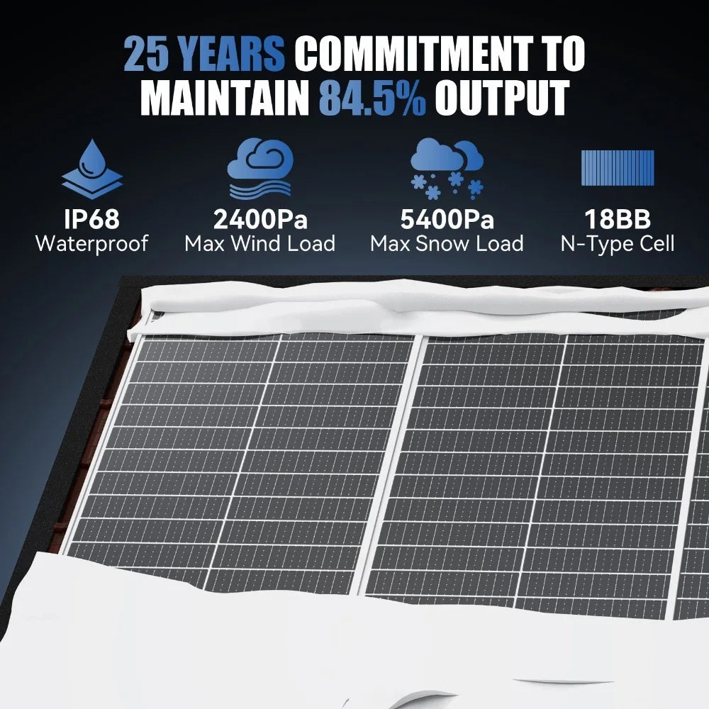 RVPOZWER 12.8V 100W Rigid Solar Panel 18BB N-Type Solar Cells Monocrystalline Silicon Waterproof Solar Panel Home/RV