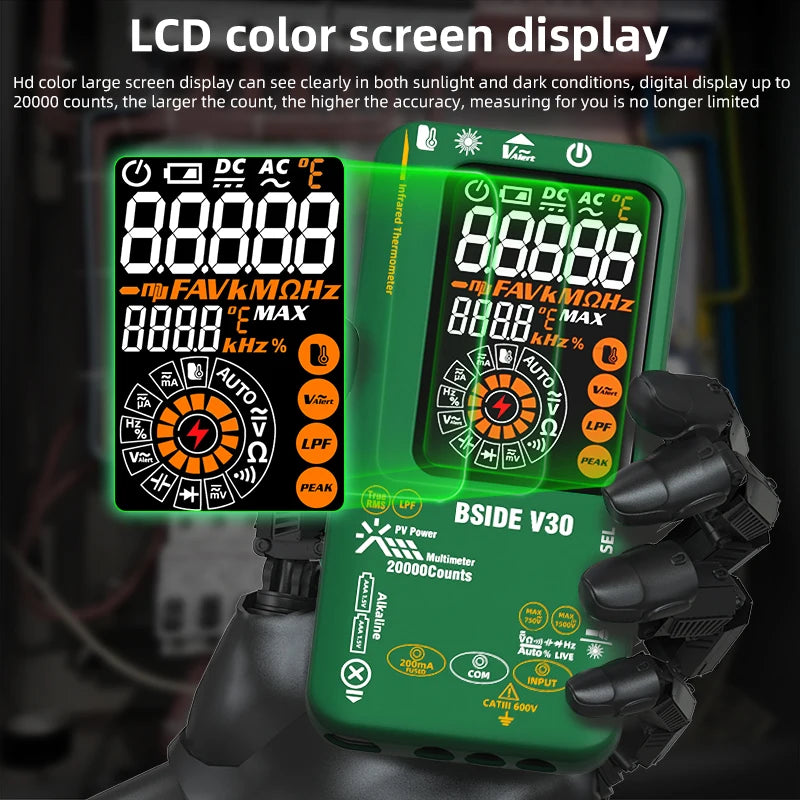 BSIDE NEW Digital Multimeter 20000counts Smart Infrared Temperature Tester T-RMS 1500V DC AC Voltage Rechargeable Multiteter DMM