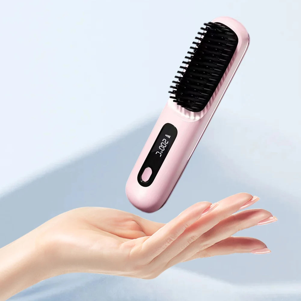Cepillo Alisador Inalámbrico Portátil | 3 Temperaturas | Antiquemaduras | Cabello 💇