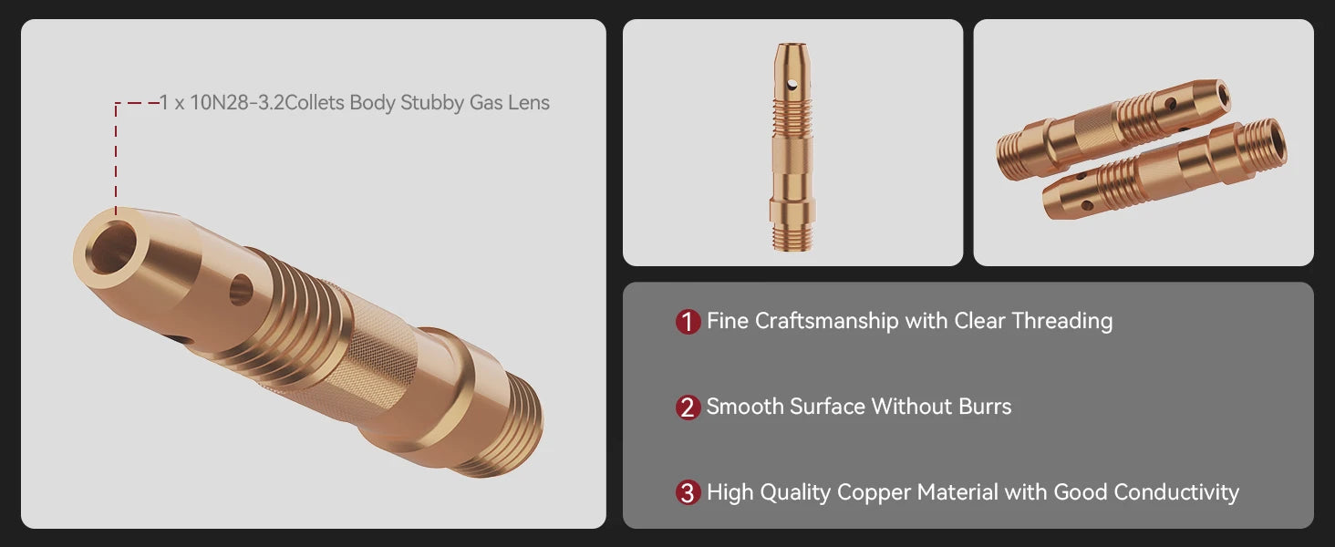ARCCAPTAIN TIG Welding Torch Accessories Kit  Alumina Nozzle Collets Body Stubby Gas Lens #10 Glass Cup Consumables Kit