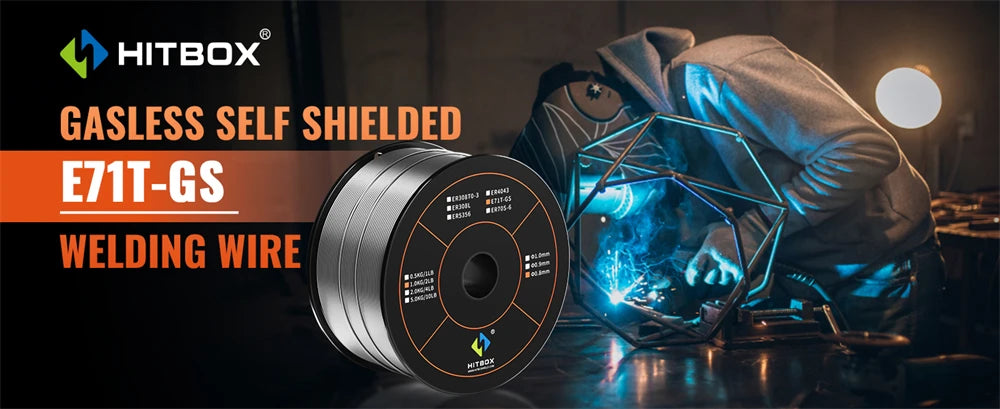 HITBOX 0.8mm 1KG Mig Welding Flux Cored Wire Gasless Wires Iron Welding Carbon Steel MIG Welder Accessories For Soldering