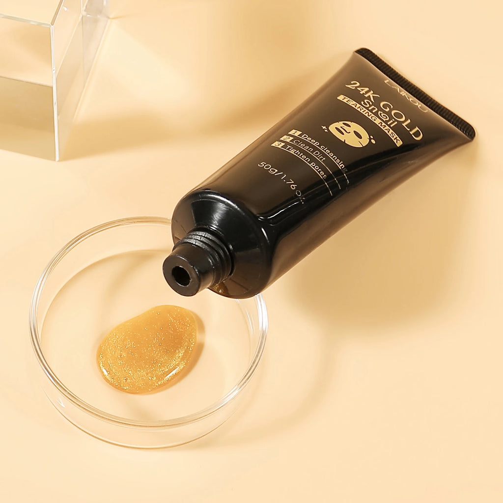 LAIKOU 24K Gold Snail Peel-Off Mask 3PCS Deep Cleansing Pore Tightening Blackhead Removal Detoxifying Facial Treatment 50g