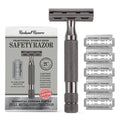 Adjustable Double Edge Safety Razor with 5 Recyclable Blades, Reusable for Men and Women
