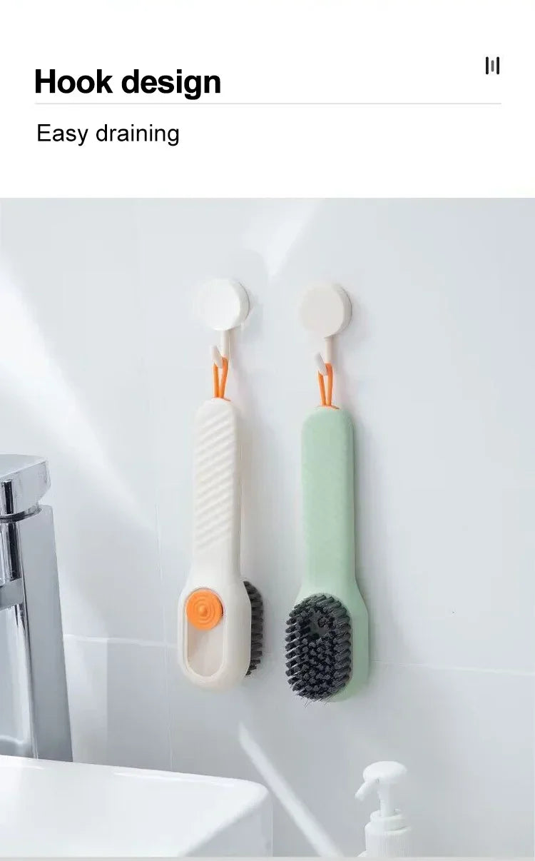 Household Shoe Cleaning Brush With Soap Dispenser Soft Hard Bristle Kitchen Scrubber Multitool For Carpet Bathroom Sneakers