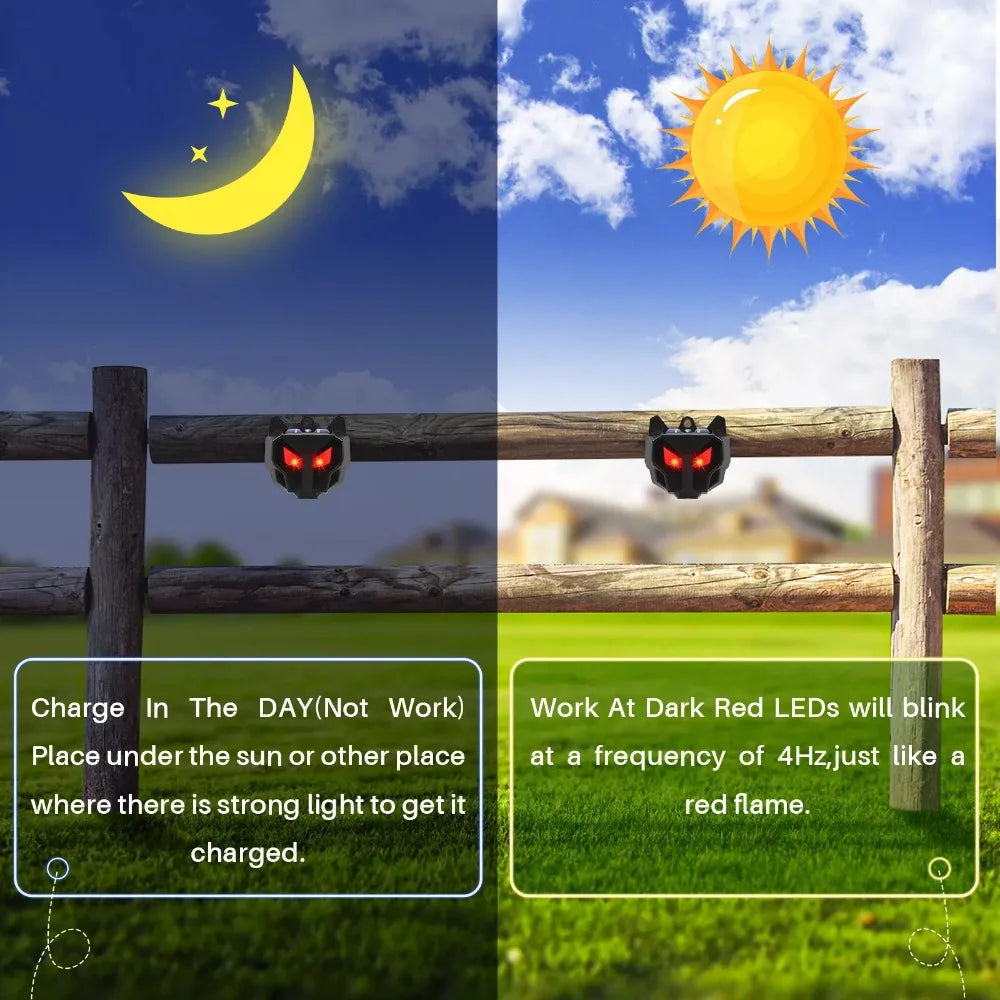 4 Pack Solar Nocturnal Animal Repeller Outdoor, Predator Deterrent with Red Lights, Wild Animals Repellent