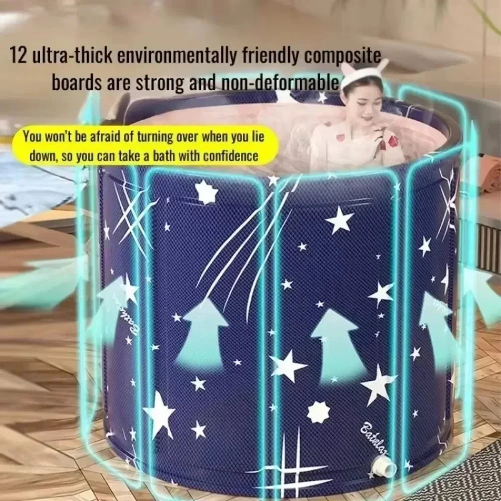Folding Bath Tub Household Thickened Insulated Bathtub Portable Round Enlarged Bathing Bucket Foldable Adult Bathroom SPA Bucket