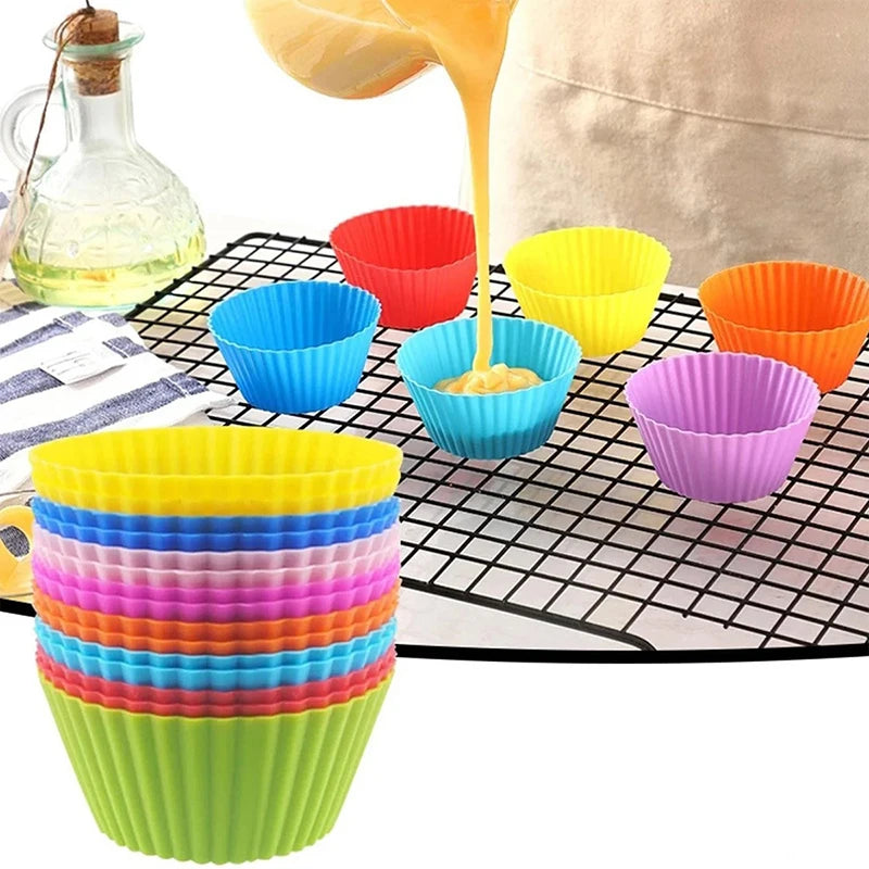 12pcs Moldes Redondos de Silicona para Muffins y Cupcakes | Air Fryer | Alta Temperatura 🍰
