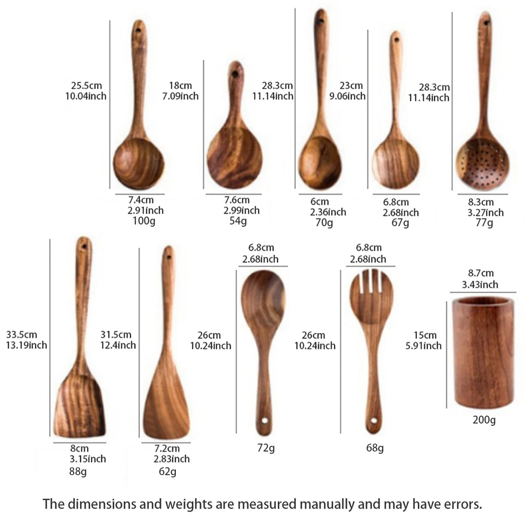 Wood Kitchenware Cooking Set Household Spatula Spoon Set Salad Spoon Fork Stirring Spoon Kitchen Baking Set