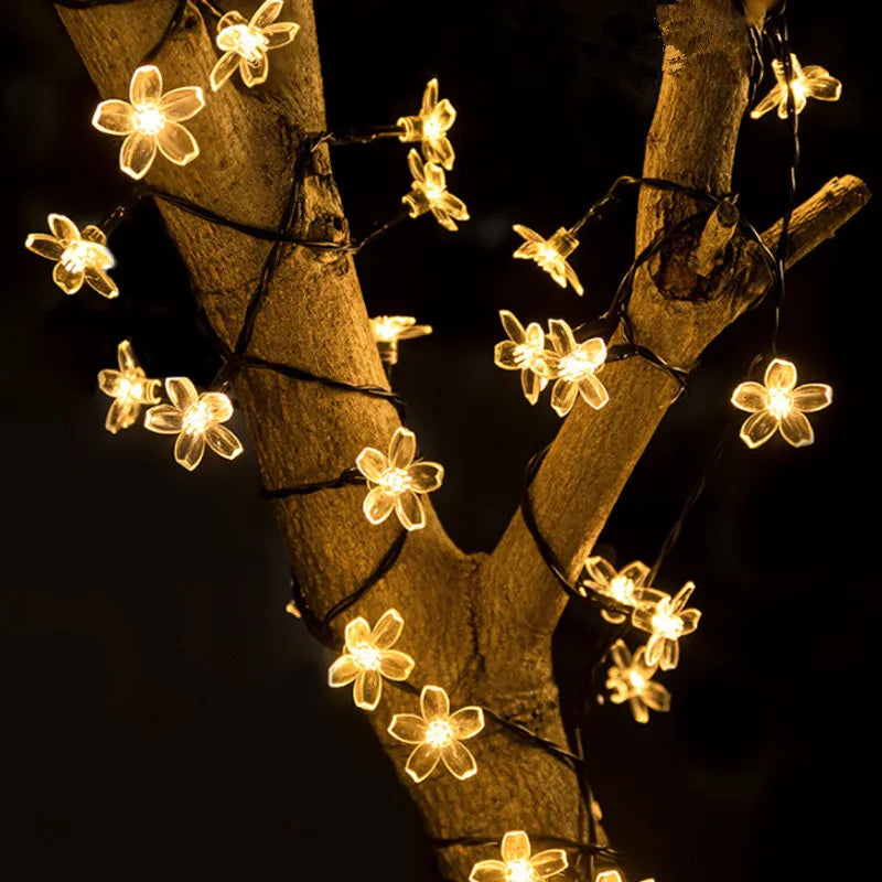 Solar Sakura Fairy String Lights | Cherry Blossom LED | Wedding Garden Christmas Outdoor