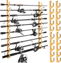 Horizontal Fishing Rod Holder for Garage, Wall or Ceiling Mounted Rack, Solid Wood Holds up to 20 Rods or Combos