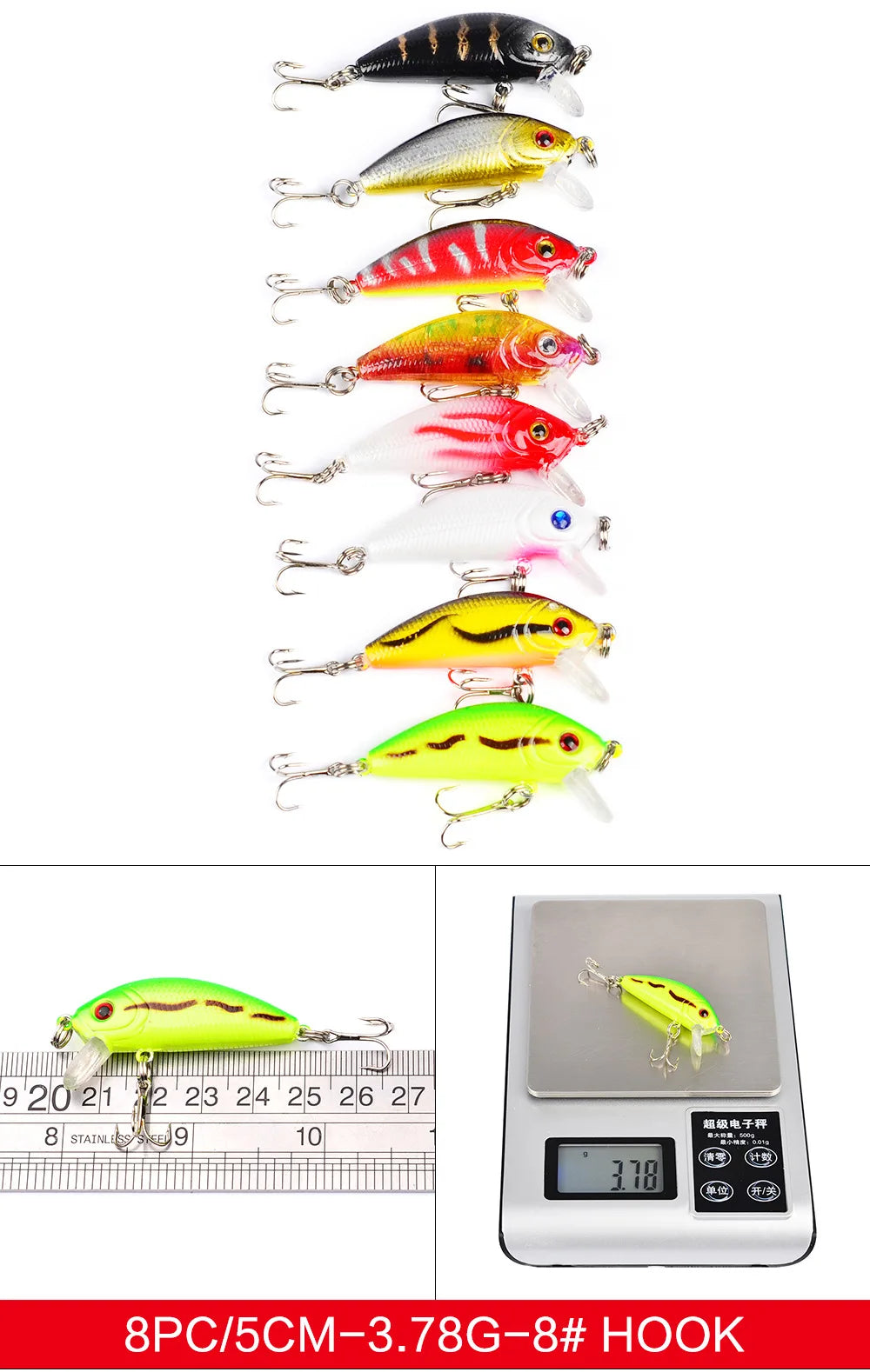 Set Múltiple Señuelos Ruia | Minnow Biónico | Crankbait Hundimiento | Bass | Wobbler con Anzuelos Triples - Firu Total Sales