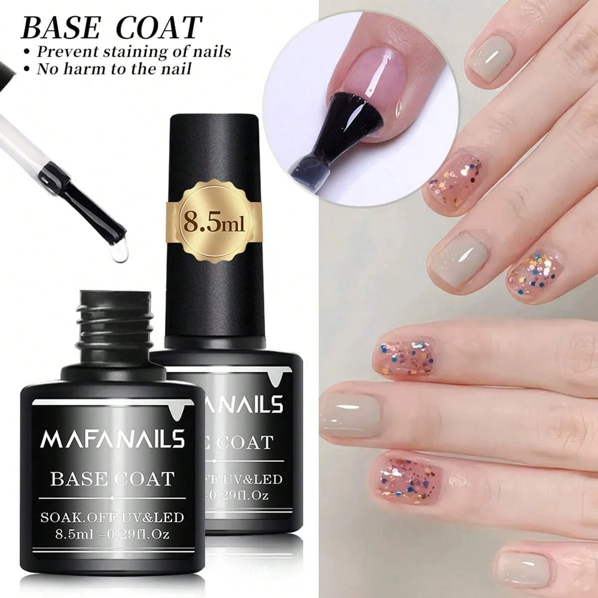 Set Base y Top Coat Gel 8.5ml 2pcs | Larga Duración | Soak Off LED | Acabado Perfecto - Firu Total Sales