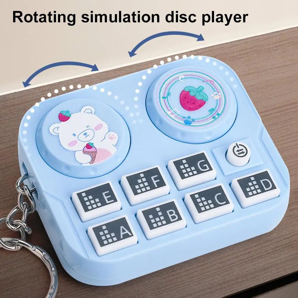 Mini Music DJ Disc Player Keychain Musical Instrument Sound Button Toy Games Educational Toy Bag Pendant Keychain