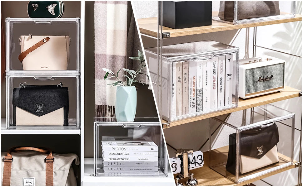 1pc/3pcs Clear Display Case Large Capacity Storage Box Organizer For Figures Acrylic Box Blind Box Makeup Toy Showcase For Bag